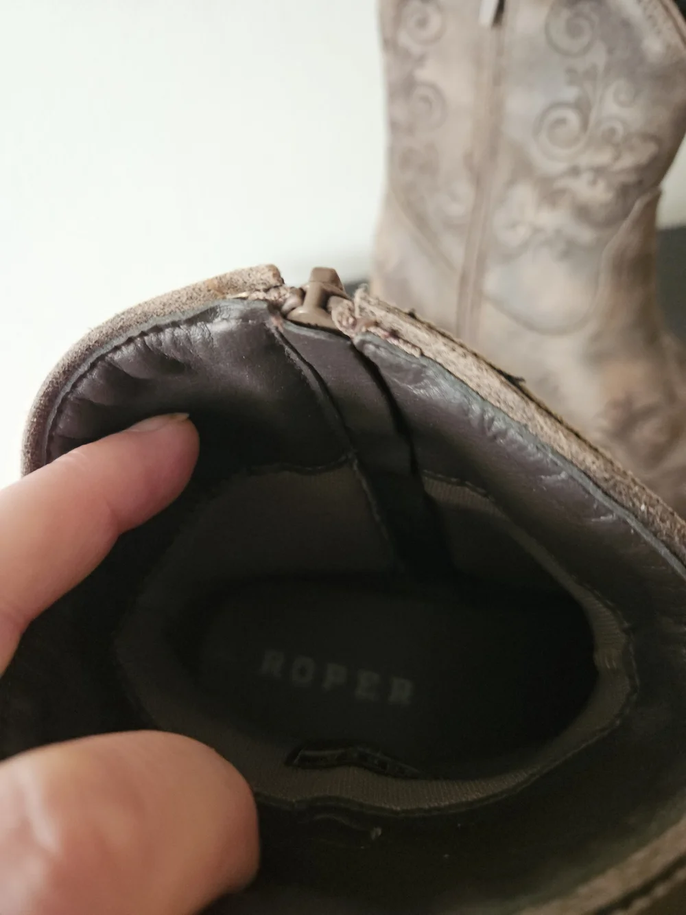 Roper Brown Western Embossed Ankle Booties
